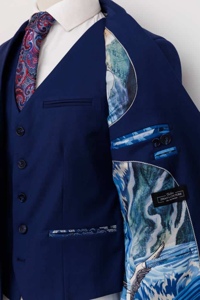 Costume bleu marine sur mesure original