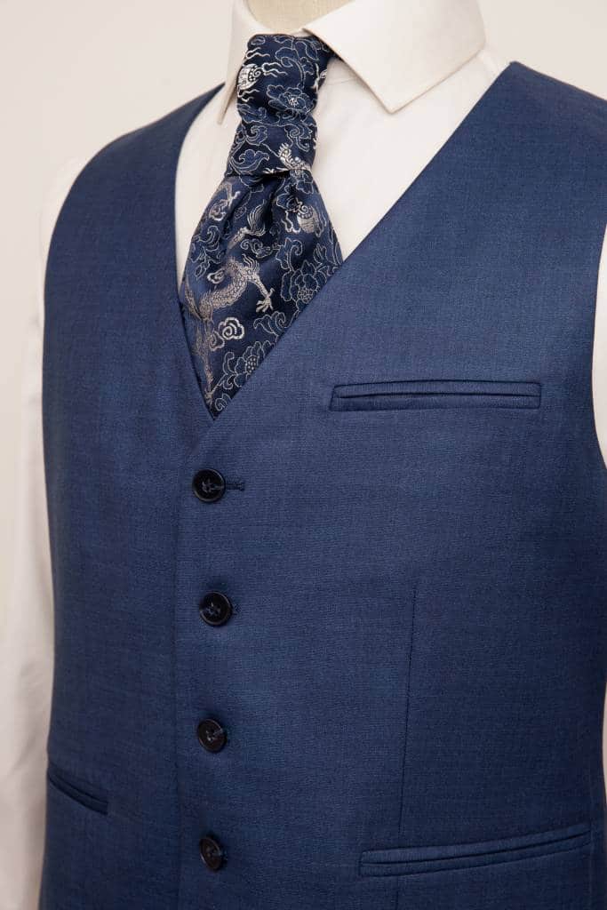 ensemble veste gilet homme mariage bleu motif