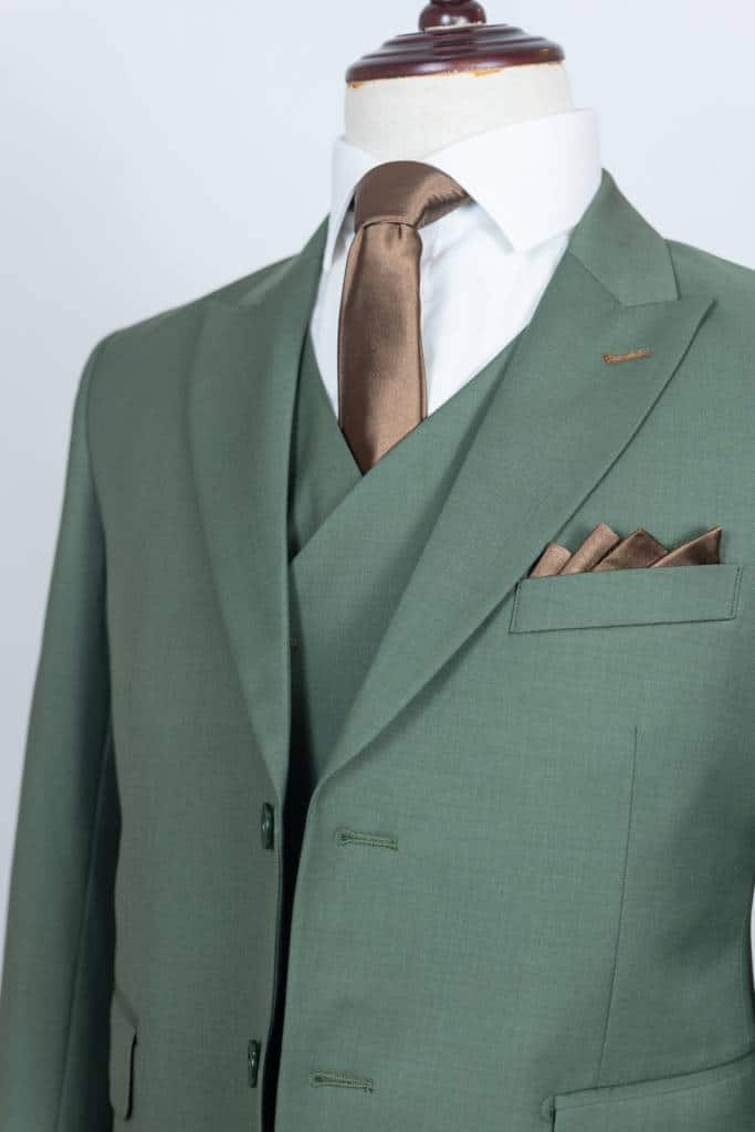 costume vert & marron homme 3 pièces sur mesure