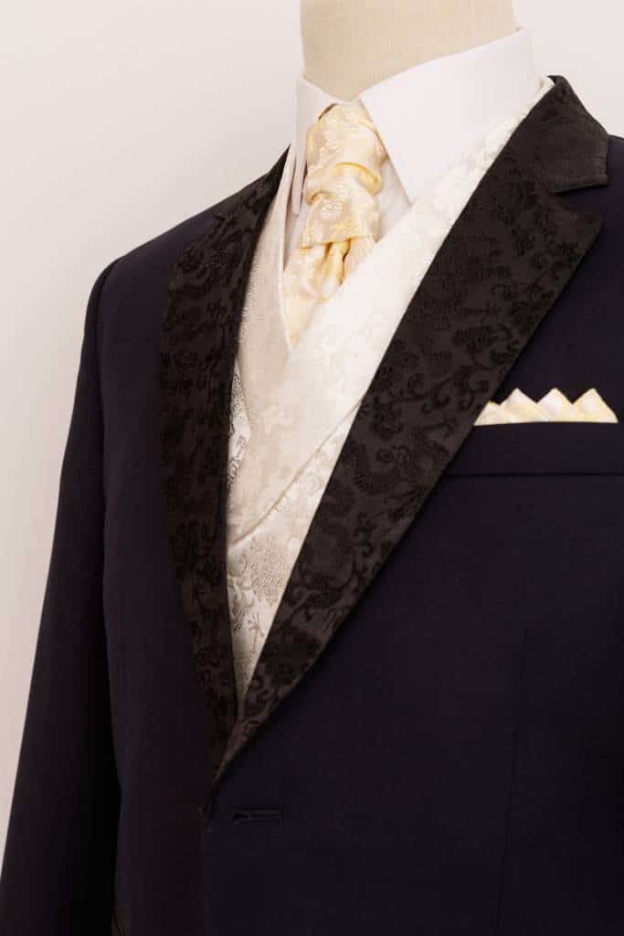 costume noir et blanc doré smoking 3 pièces homme mariage sur mesure