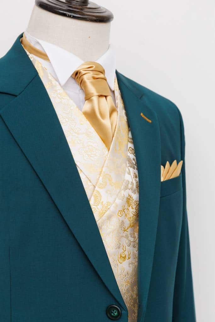 costume vert doré cérémonie homme sur mesure