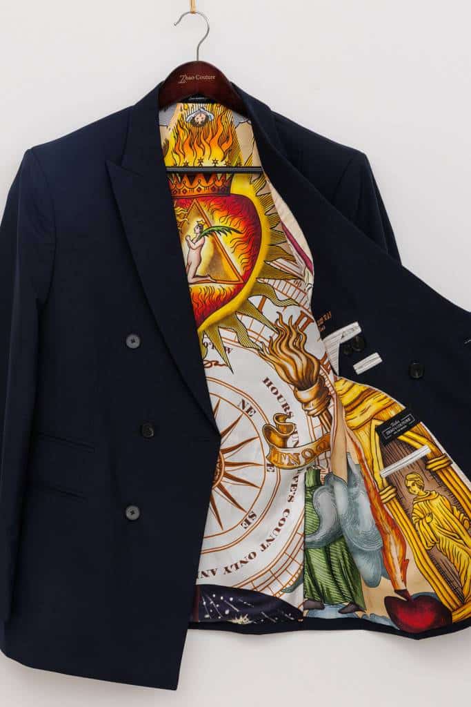 Costume homme sur mesure motif l'intérieur
