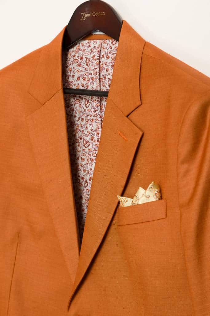 costume orange terracotta homme mariage motif liberty