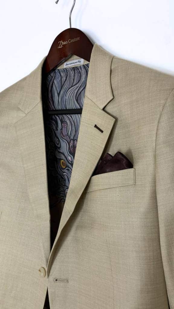 costume beige homme mariage sur mesure