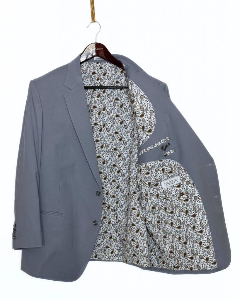 Costume gris bleu sur mesure