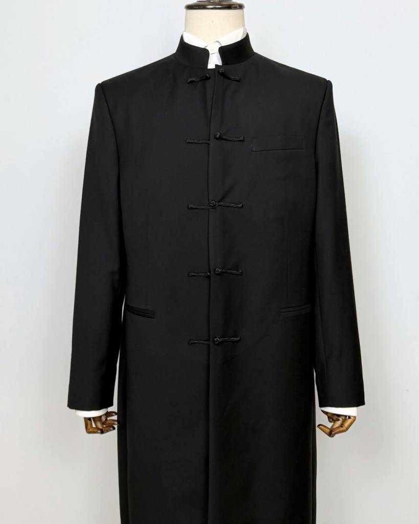 Costume noir col officier long