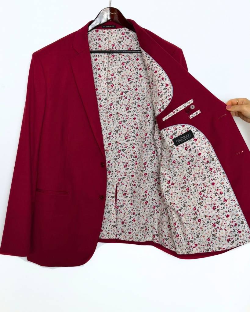 Veste costume rouge émeraude homme sur mesure