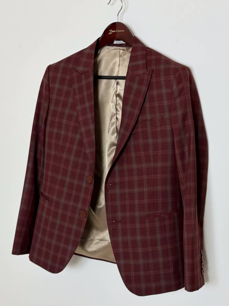 Costume Bordeaux Carreaux sur mesure