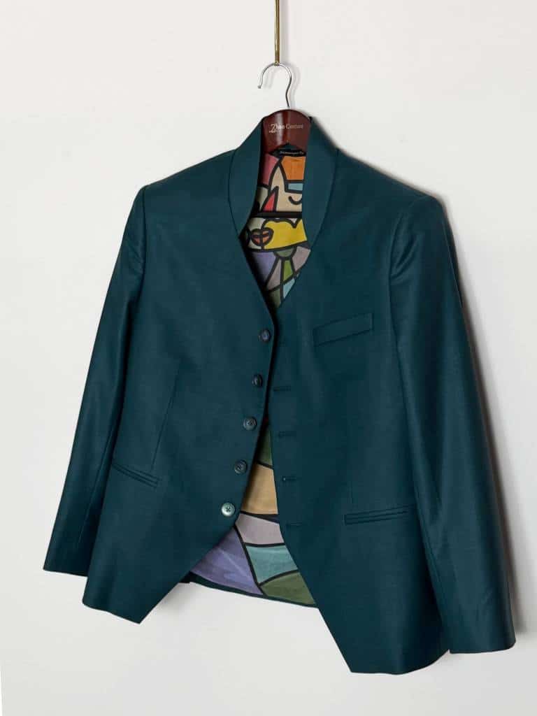 Veste vert canard homme sur mesure