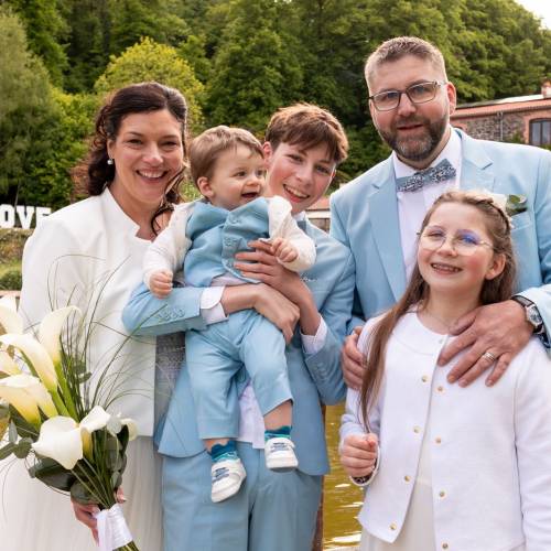 Costume père et fils bleu ciel