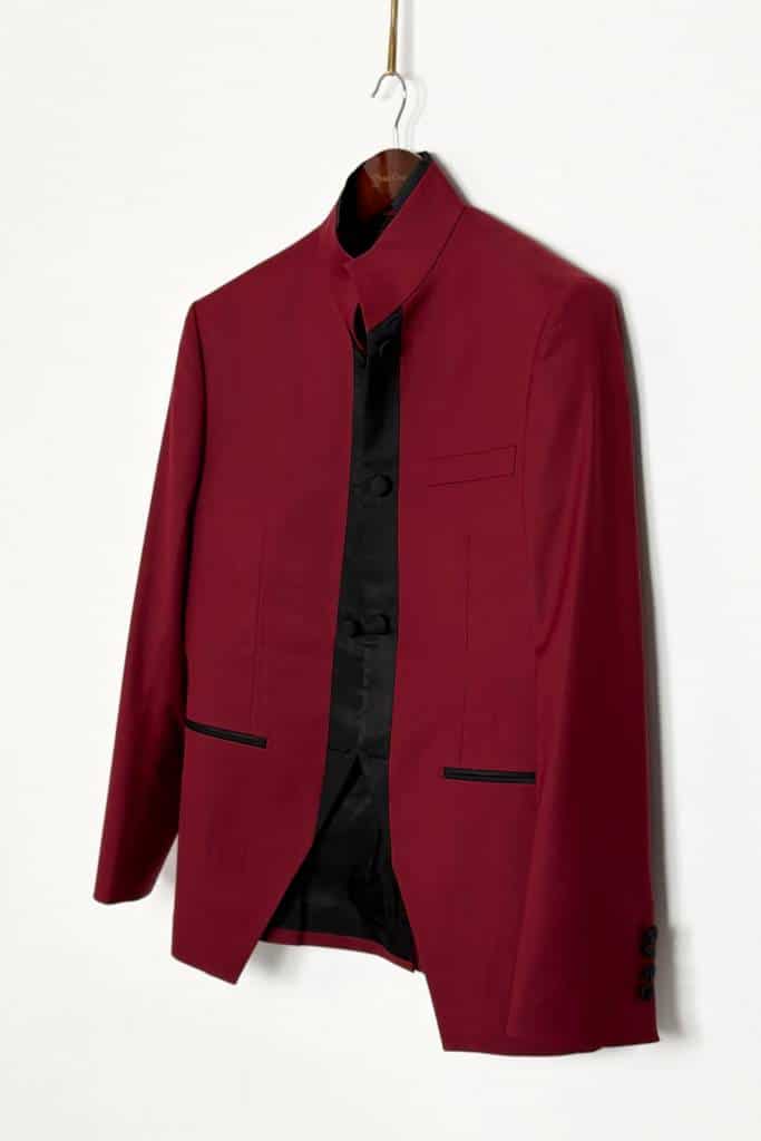 veste bordeaux à col mao